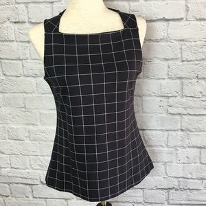 Ann Taylor sleeveless top, navy/white S